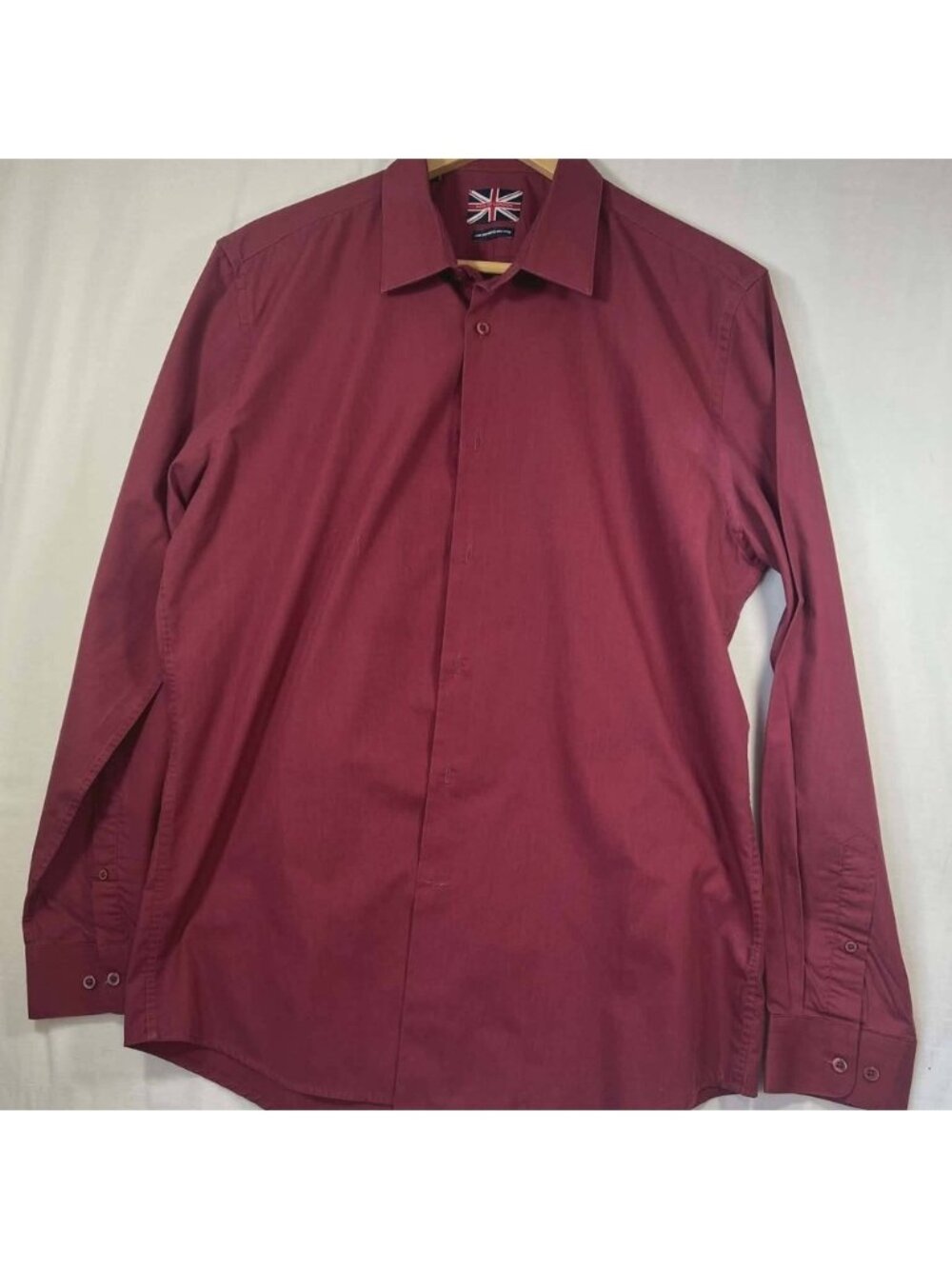 Soul of London Mens Burgundy Semi Fitted Button‎ Down Dress Shirt vampcore